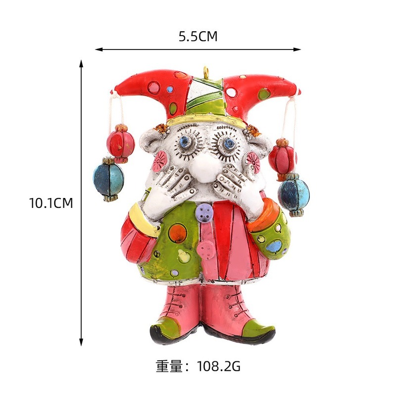 クロスボーダーピエロ鈴樹脂工芸品カラーカバー顔ピエロクリスマス装飾小物創意祭りプレゼント|undefined