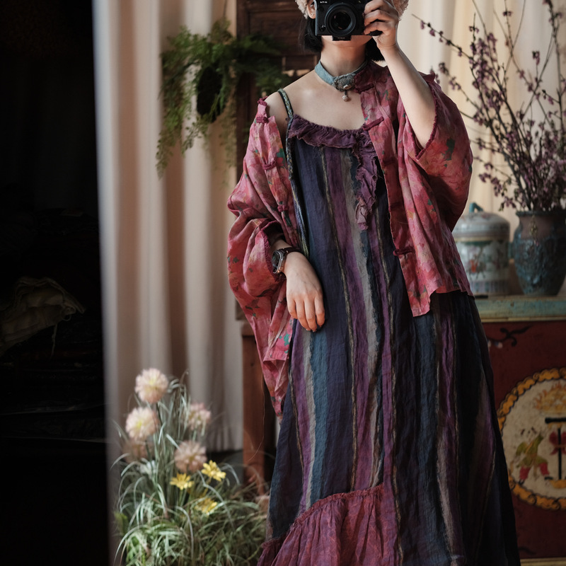 Little Mud Girl Original Design Women's Clothing, Artistic Retro Zen Robe, Versatile Strap Dress 2292 Fengxian Little Mud Girl Original Design Women's Clothing, Artistic Retro Zen Robe, Versatile Strap Dress 2292 Fengxian