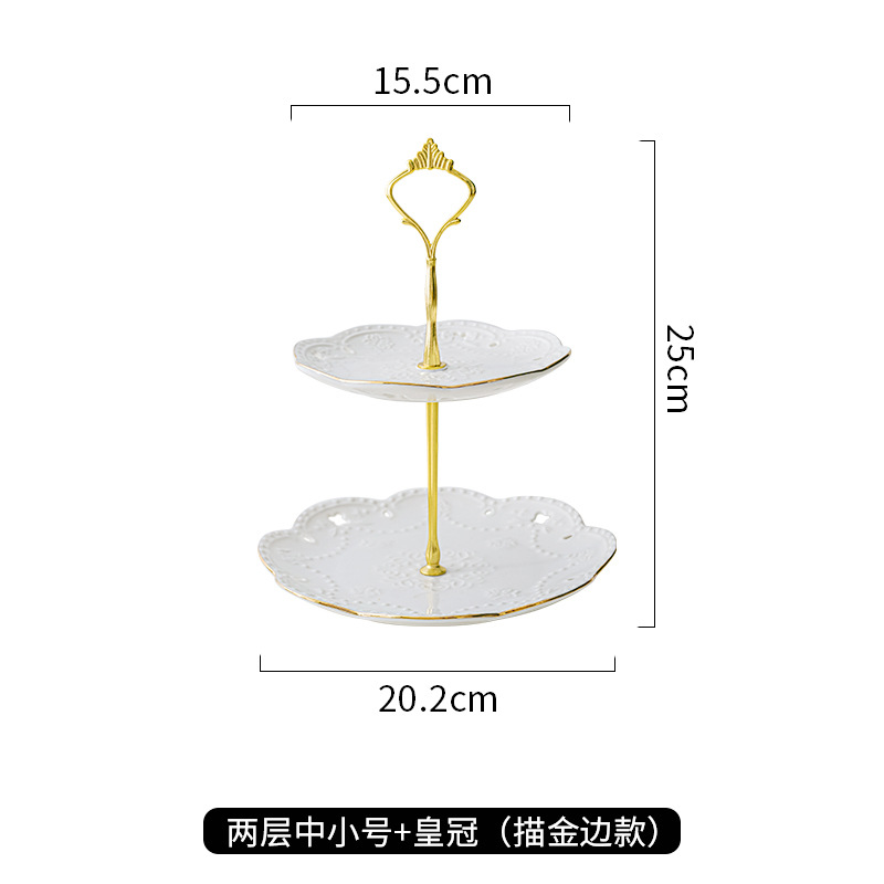 Luz de lujo cerámica de doble capa plato de aperitivos hogar sala de estar mesa de café pastel mesa de postre merienda creativa fruta seca plato de decoración de frutas