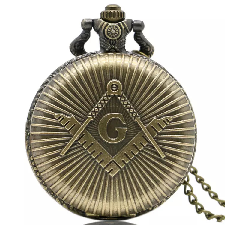 Cool Silver and Gold Bronze Masonic Masonic Masonic Theme Alloy Quartz Watch Chain Pocket Watch Necklace Pocket Watch