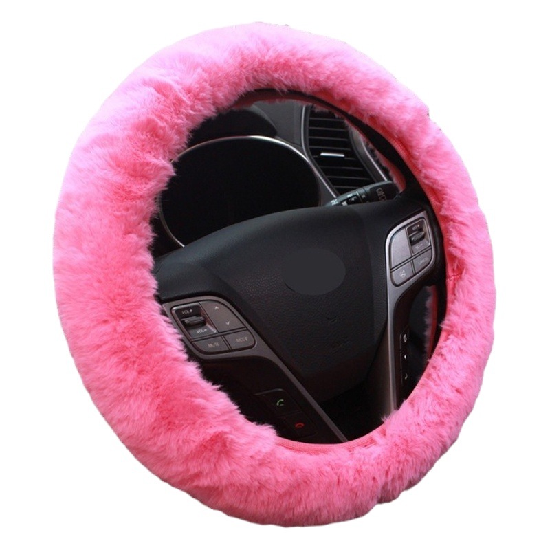 Cubierta del volante del coche transfronterizo invierno lindo felpa universal elástico cubierta de la manija del coche freno de mano accesorios del traje image 1