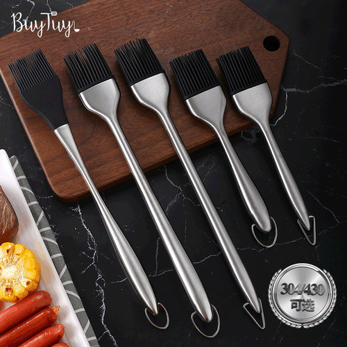 Stainless steel hollow handle silicone brush brush high temperature resistant barbecue oil brush kitchen cake baking cream brush