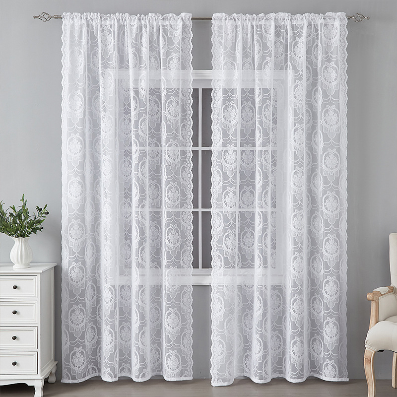 French-style Butterfly Blackout Lace Fabric Curtains With Rod Pocket No-drill Installation Ready-made_voghion.com