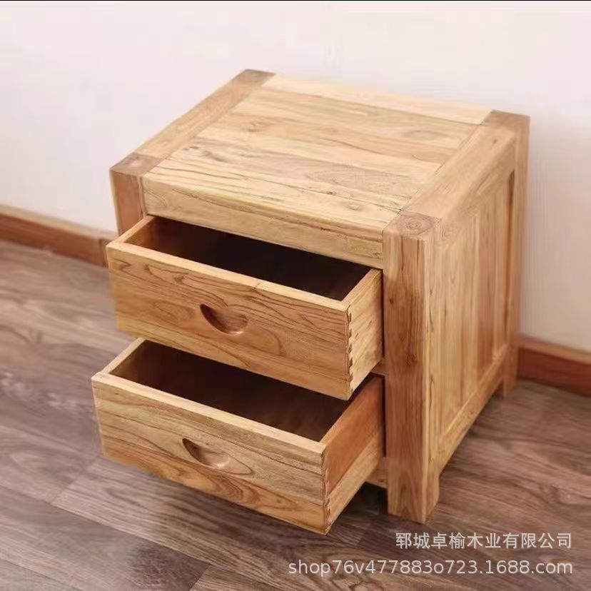 North Old Elm Wooden Bedside Table Solid Wood Corner Cabinet Storage Cabinet for Bedroom Modern Simple Side Cabinet Low Cabinet