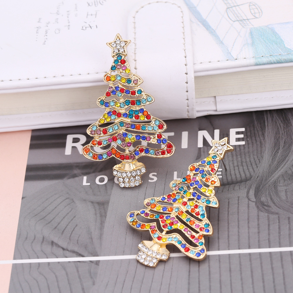 Fashion Christmas Tree Alloy Inlay Rhinestones Pearl Women's Drop Earrings 1 Pair display picture 2