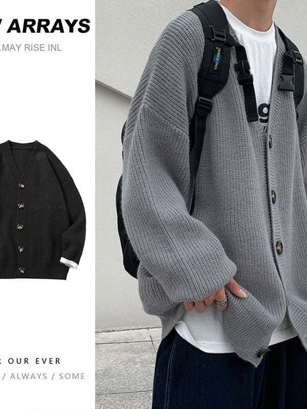 Suéter cardigan de estilo perezoso abrigo de suéter de pareja de estilo de Hong Kong para hombre estudiante de moda estilo japonés ins sueltos estilo de otoño e invierno