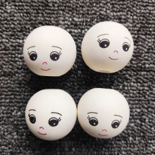 25mm散装圆木珠原木色笑脸娃娃头DIY儿童串珠配件手绘男孩女孩脸