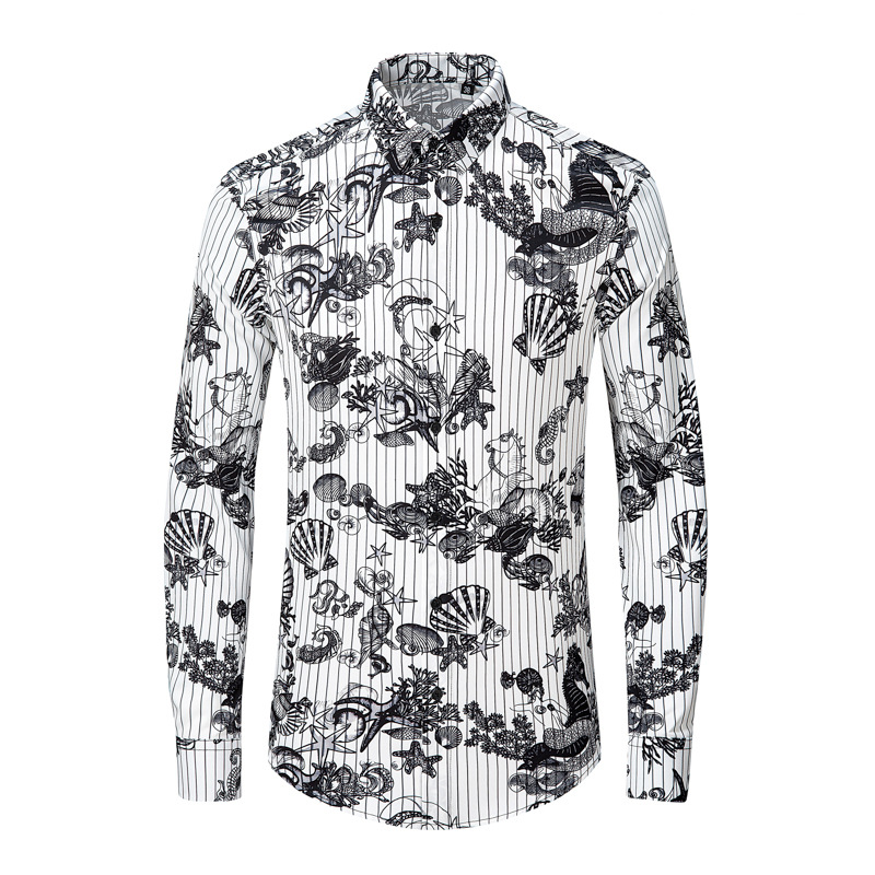 Áo sơ mi nam dài tay họa tiết in động vật toàn thân phong cách châu Âu, chất liệu polyester chống nhăn — Màu hình ảnh, Giá bán đại lý không được thấp hơn 208