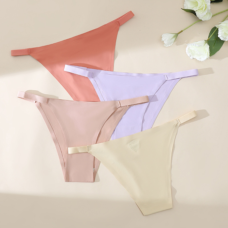 Foreign Trade Ice Silk G-string Underwear Women's Cotton Crotch Low Waist Sexy Thin Waist Pure Sex Interesting Briefs Cross-border