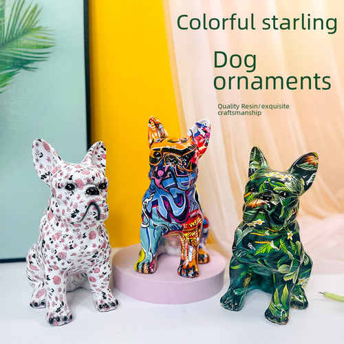 Cross-border new French bulldog home living room ornament office entrance desktop decoration resin craft wholesale