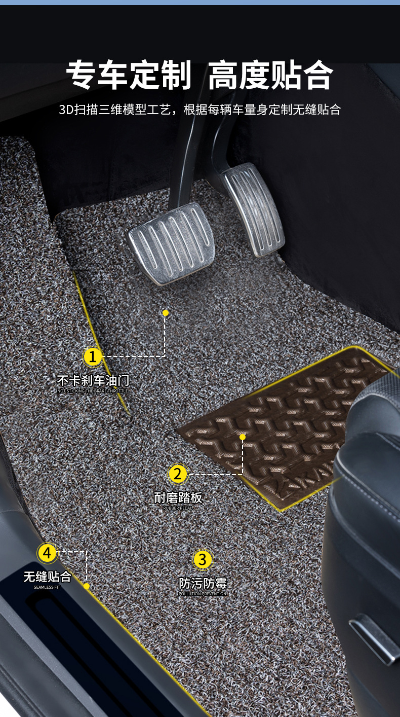 Car Wire Ring Floor Mats Are Stain-Resistant and Easy to Clean. Special Car Washable and Can Be Cut and Removed. Manufacturer Anti-Slip Car Floor Mats