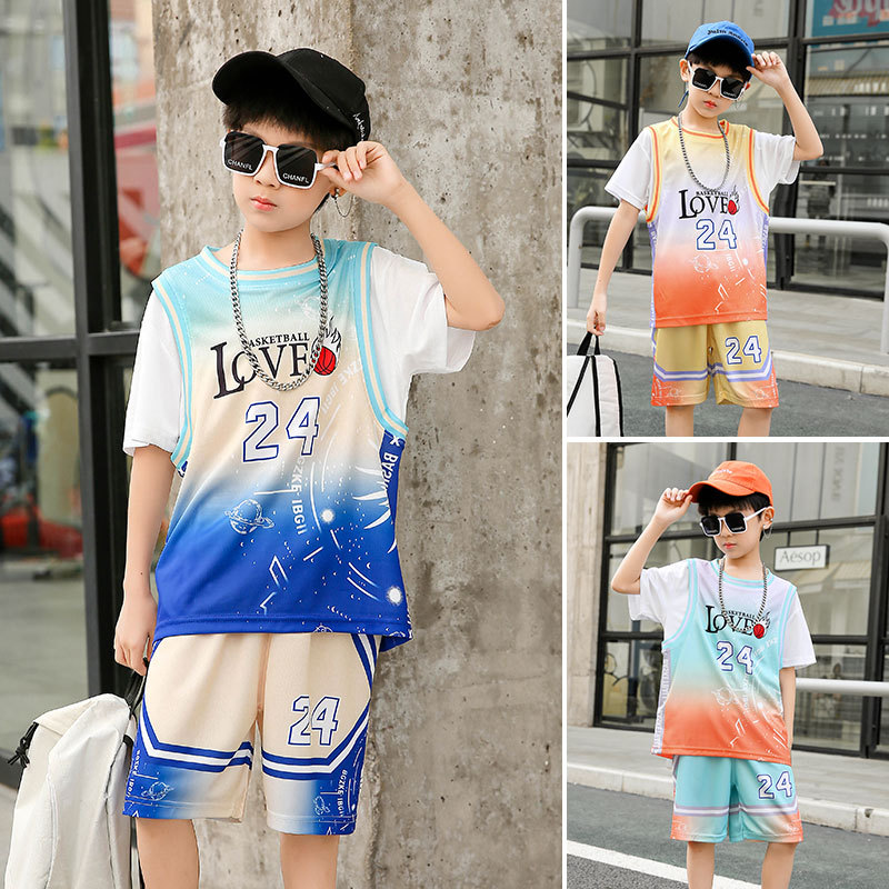 Short-sleeved Children's Basketball Suit Boys' and Girls' Summer Quick-drying Sportswear Kindergarten Baby Performance Clothes Team Uniform