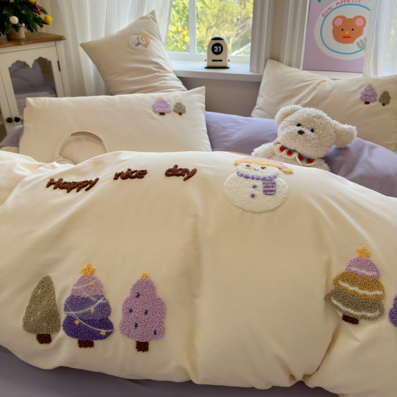 Categoría A otoño y invierno engrosado algodón molido cama de cuatro piezas 100 algodón puro niños dibujos animados colchón set de tres piezas