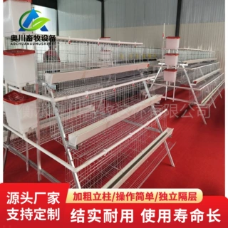 定制阶梯多层蛋鸡笼厂家养殖场A型三层四层白槽绿槽阶梯蛋鸡笼子