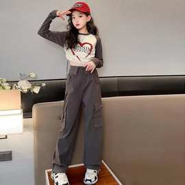 女童春秋款韩范工装裤秋季套装2026新款时髦洋气儿童炸街休闲秋装