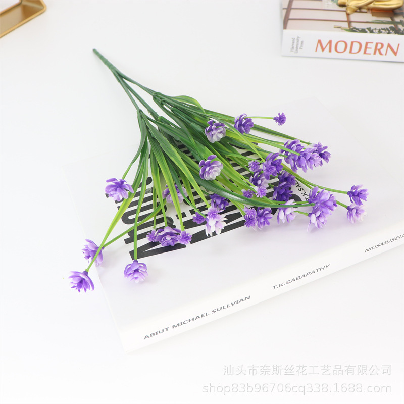 Planta verde artificial transfronteriza 7 Tenedor Hierba de primavera Camelia hierba de agua orquídea estrellado decoración de flores artificiales arreglo de flores en maceta