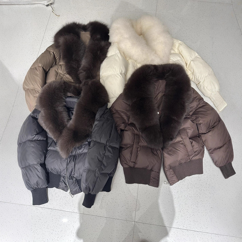 In-Stock New Women's Winter down Jacket Short Fashion Petite Loose Fox Fur Collar White Duck down Coat In-Stock New Women's Winter down Jacket Short Fashion Petite Loose Fox Fur Collar White Duck down Coat