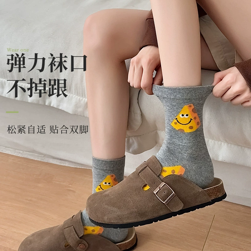 Cute Japanese cartoon summer long knee socks, mid-length, absorbs sweat and smell