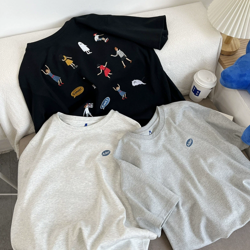 ADER летняя футболка для женщин, корейский модный бренд, универсальный хлопок, весенний мультяшный портрет, с короткими рукавами, унисекс, пара, повседневная, с круглым вырезом