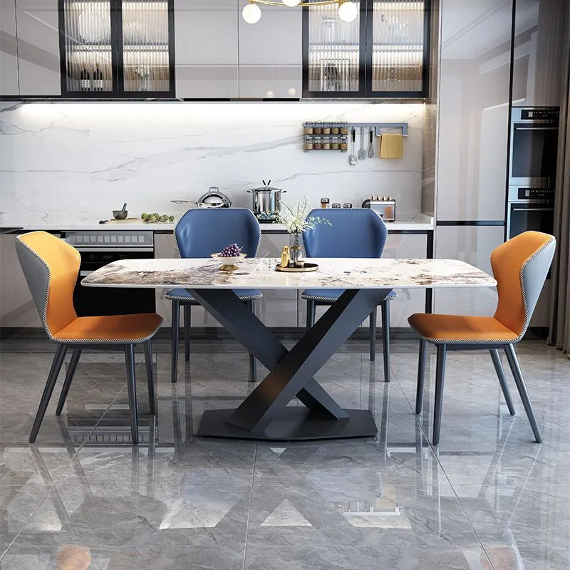 Light Luxury Slate Dining Table and Chair Set, Italian Minimalist Modern Simple Style, Small Apartment Home Dining Table, Rectangular Western Dining Table