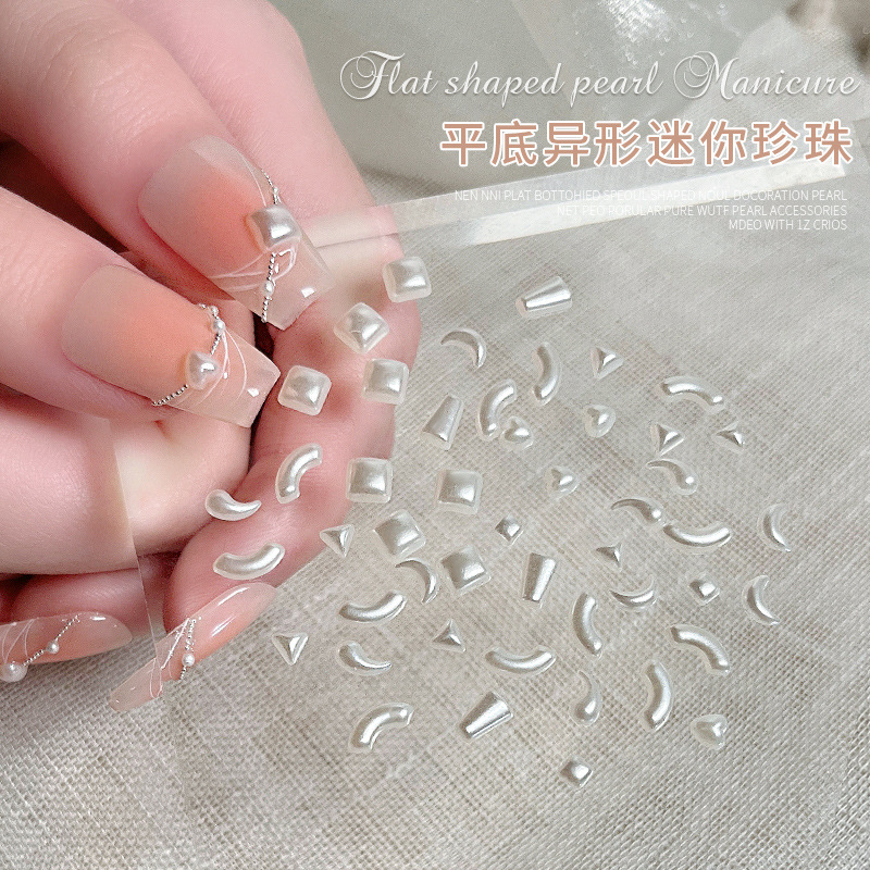 Joyería de uñas 12 rejilla plana especial en forma de perla resaltar mini decoración de uñas gota de agua amor paquete mixto al por mayor