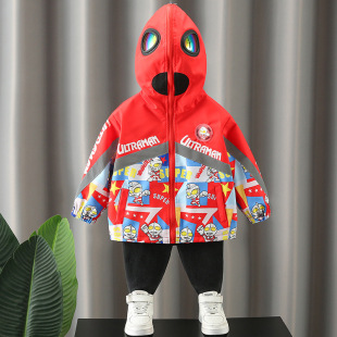 Ultraman Clothes Boys Jacket Spring and Autumn 2025 New Sports Boys Spring Children's Hooded Jacket Trendy