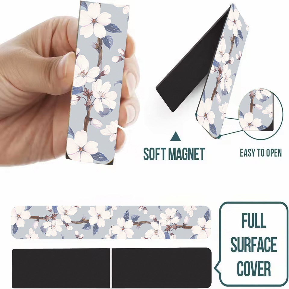 31g Weight Bookmark Stationery Type 1 Set Quantity School, Graduation Occasion Paper Card, Magnet Material Flower Pattern Pastoral Style 1 Set Flower School Graduation Paper Card Magnet Pastoral Bookmark 4