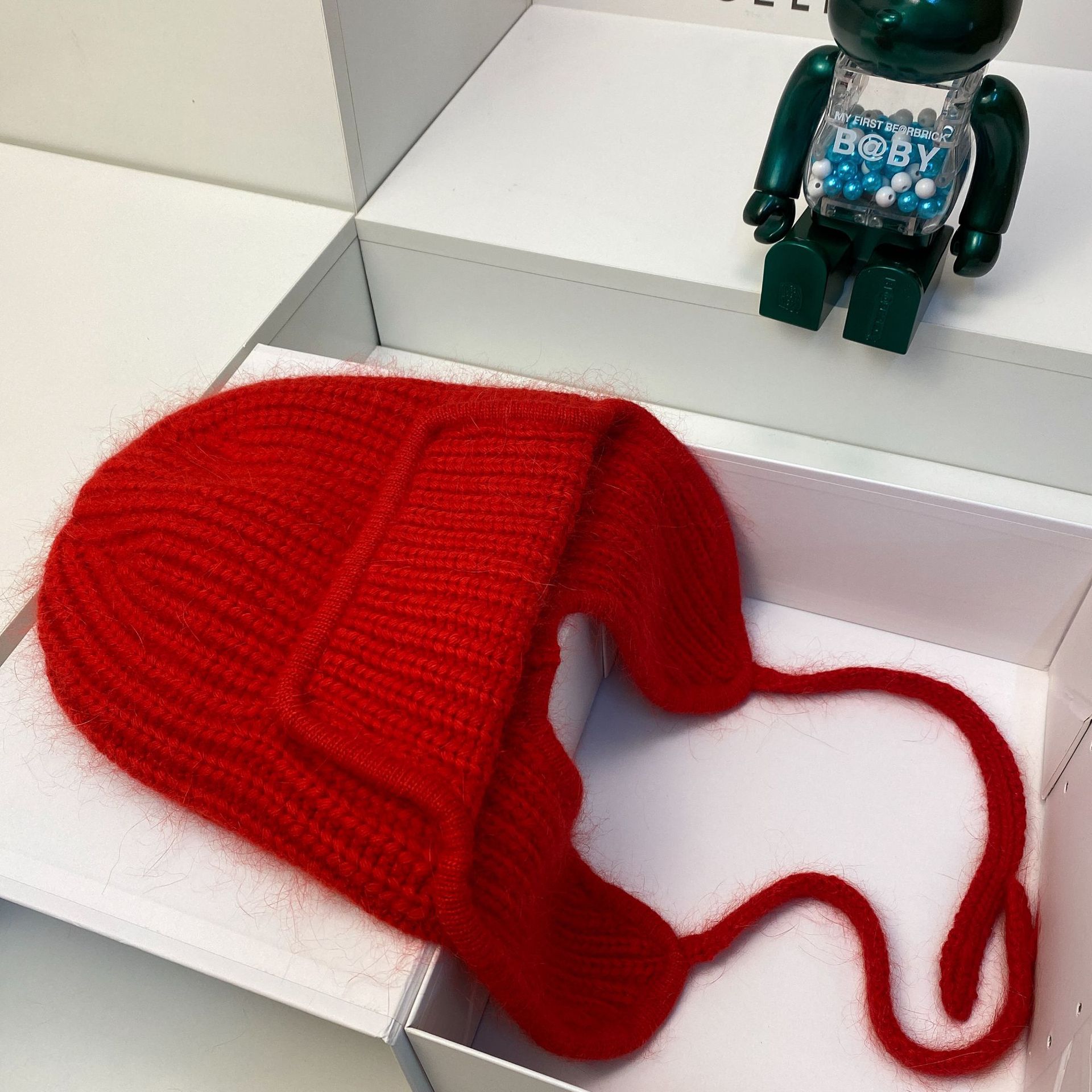 Russischer Samt, verdicktes Kaninchenhaar, gestrickt für Wärme im Winter, Ohrenschutz, Gesichtsumhüllung, Wollmütze, modisch_voghion.com