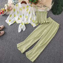 女套装夏季套装女装三件套时尚韩版小清新防晒衣+吊带+高腰阔腿裤