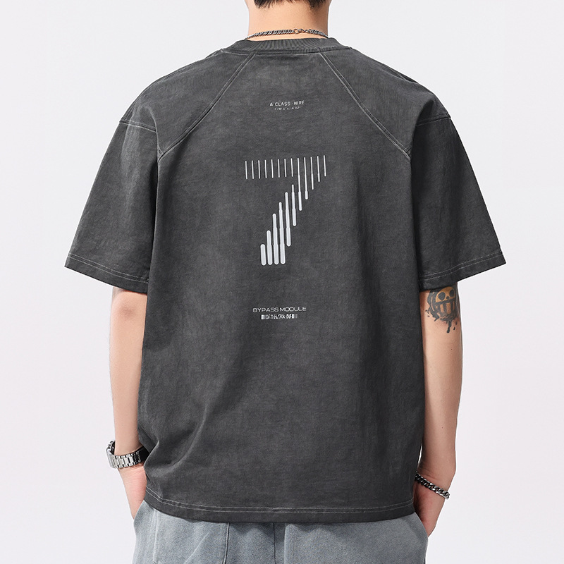 American-Style Printed Retro Heavyweight High-Street Design Trendy Brand Short-Sleeve T-Shirt for Men 2025 New American-Style Half-Sleeve Tee American-Style Printed Retro Heavyweight High-Street Design Trendy Brand Short-Sleeve T-Shirt for Men 2025 New American-Style Half-Sleeve Tee