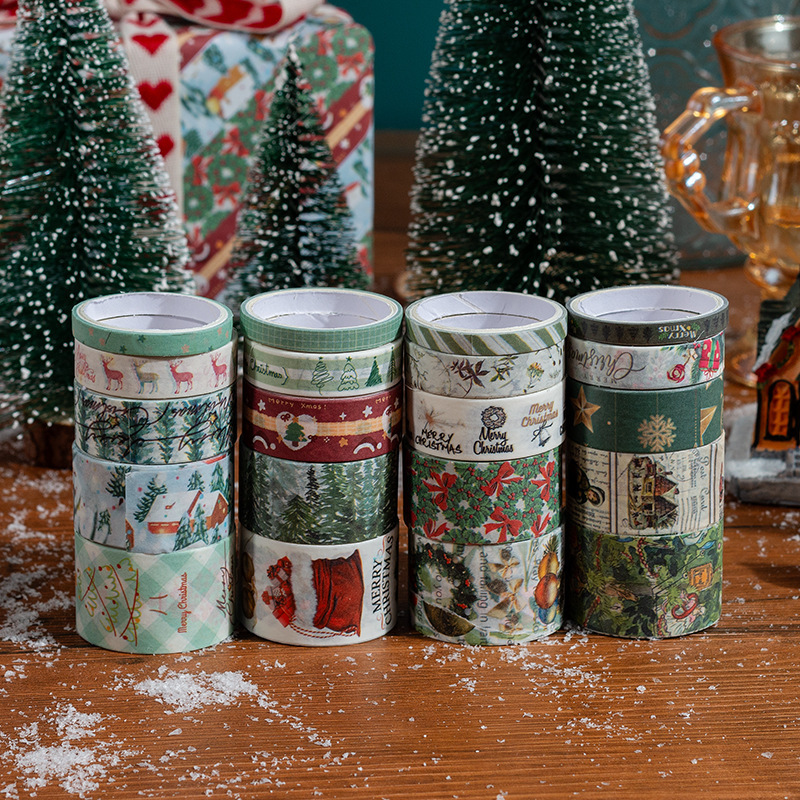 Caja transfronteriza y cinta adhesiva de papel Navidad Día de San Valentín Estrella cinta adhesiva de invierno cinta adhesiva DIY cinta adhesiva estampada
