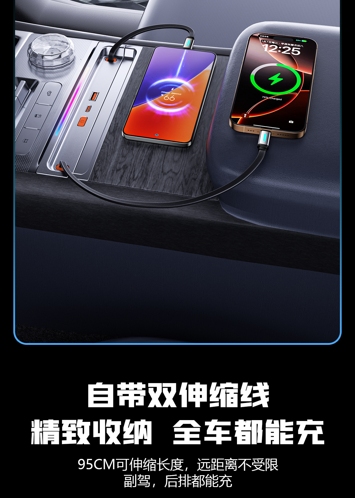 Suitable for Zeekr 9X Car Expansion Dock Cigarette Lighter Adapter Super Fast Charging Multifunctional Hidden Interior Modification Parts