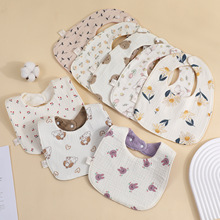 A类头层邹布防水口水巾棉卡通吐奶吸水防污围兜宝宝加长围嘴批发