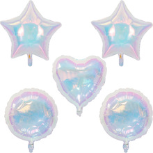 19寸炫彩爱心圆形五角星透明气球幻彩爆炸星水滴组装装饰铝膜气球