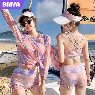 Split Swimwear Women's Wholesale Three-Piece Fashion Blouse Sunscreen Flesh-Covering Slimming Hot Spring Girl Sports Swimwear