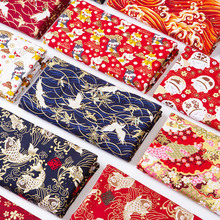 和风烫金 布料日本日式印花布麻布汉服旗袍衣服装面料1