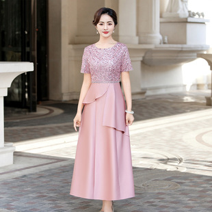 Fashionable Sequin Splicing Two-Piece Wedding Mother Dress for Mother-In-Law, Elegant Slimming Evening Gown Long Dress
