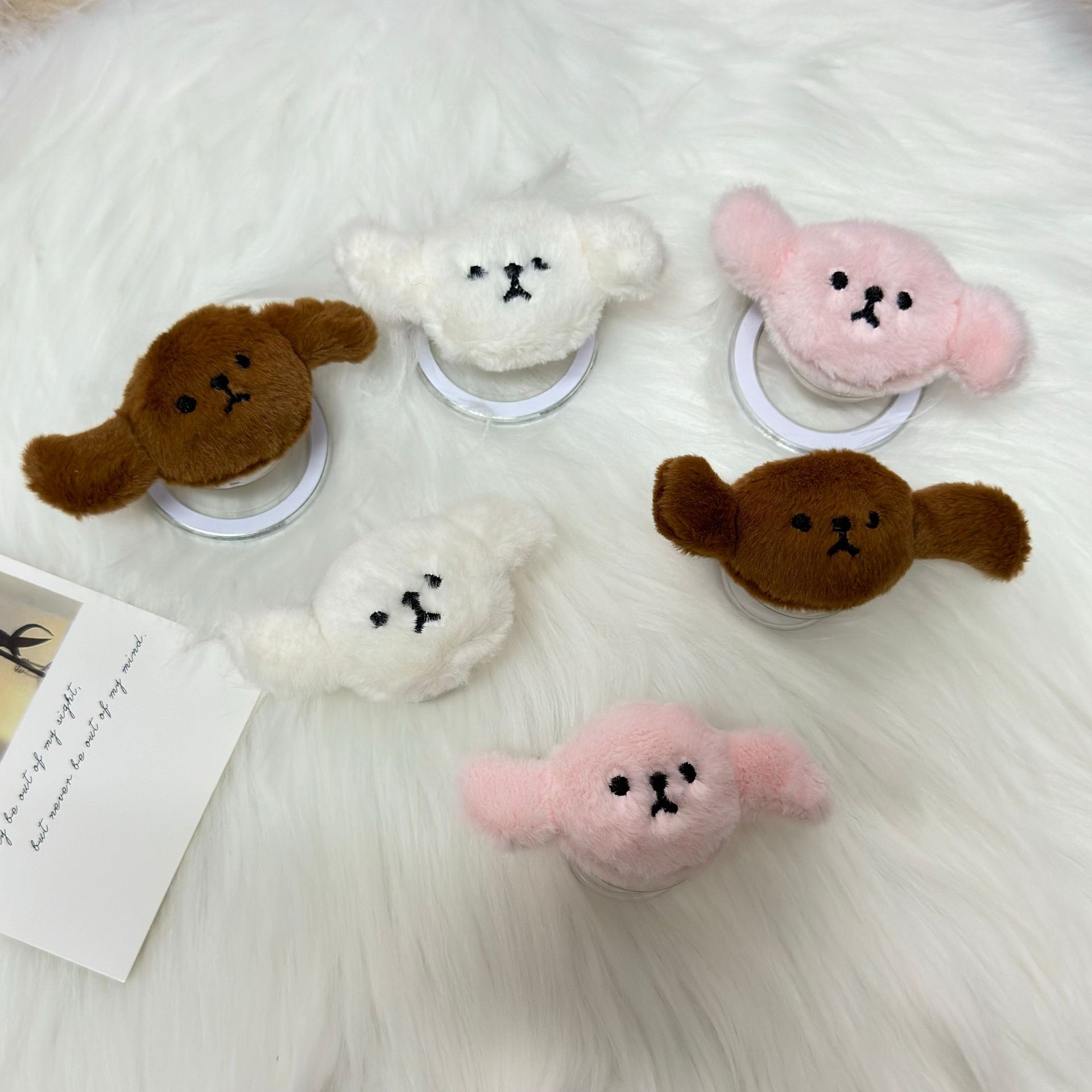 Plush Cute Puppy Phone Airbag Magnetic Stand Korean Ins Style Ring Retractable Lazy Desktop Watching Drama_voghion.com