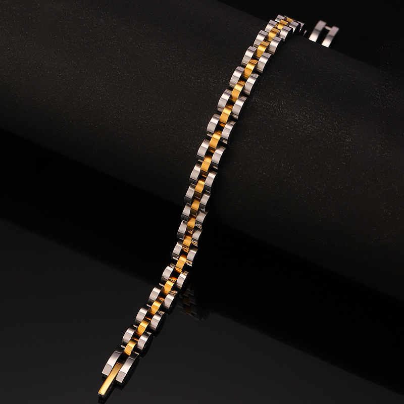 39g Weight 0.03µm-0.05µm Gold Plating Thickness PVD Coated Gold Plating Process 18K Real Gold Plated Plating Material Bracelets Classification 304 Stainless Steel Chain Material 1 Piece Quantity Business, Daily Occasion Titanium Steel Material Geometric Pattern Men's Gender Retro, Classic Style Style Plating Craft Retro Classic Style Geometric Titanium Steel Plating Men's Bracelets Men's Chain Bracelets 19
