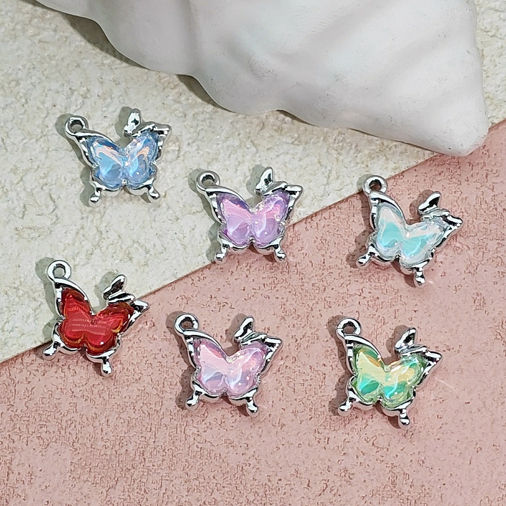 UV高保色电镀仙女风宝石蝴蝶吊坠手工DIY耳饰手链项链材料小饰品