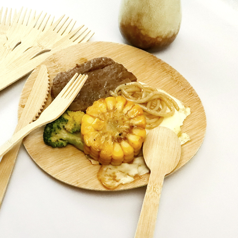 Placa cuadrada desechable de bambú placa redonda mesa de sala de estar casera fruta seca bocadillos placa comercial de té de la tarde placa de postre