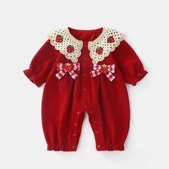 百天满月周岁礼服月龄外出爬服哈衣婴儿秋季衣服婴幼儿连体衣宝宝