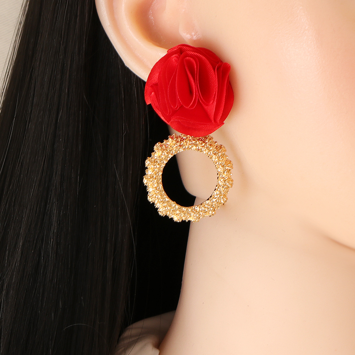 New Multilayer Chiffon Cloth Lace Flower Earrings display picture 12