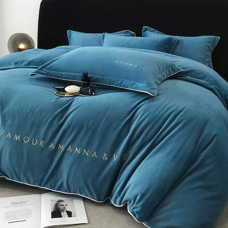 四件套A类婴儿绒宝宝绒纯色牛奶绒被套法莱绒床单床笠款床上用品