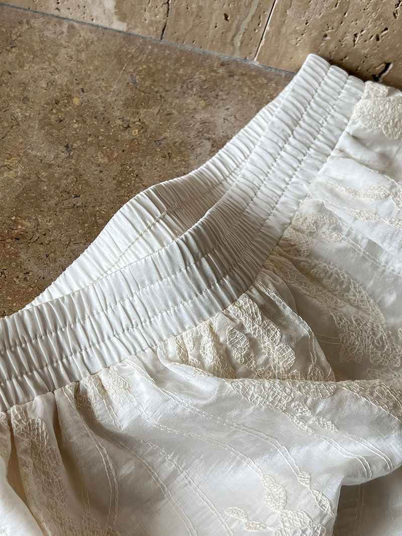 Tencel Sun Proof Two Piece Suit Crocheted Chinese Knot Button Embroidery Shirt Top Shorts Suit