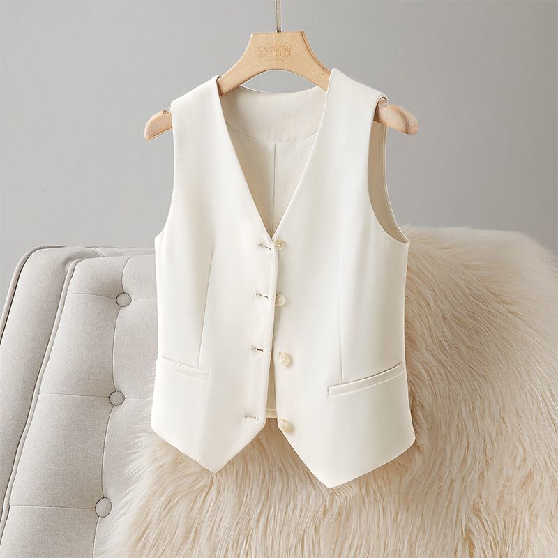 Spring and Autumn New Style Women's Versatile Professional Vest Outerwear Vest Workwear Vest Front Desk Formal Work Uniform