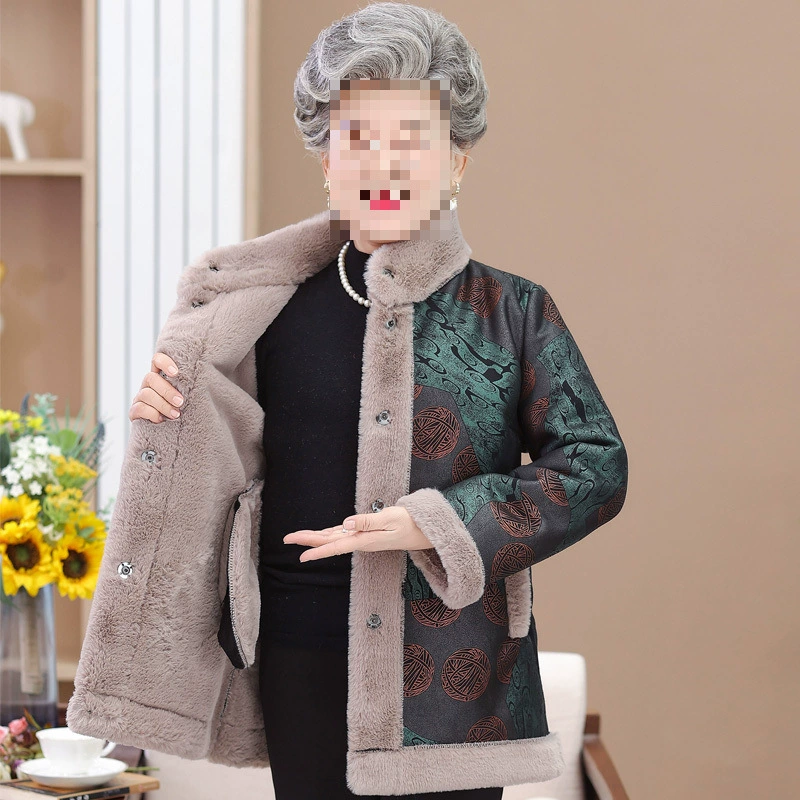 Fleece winter down jacket for mother, 60 years, for middle age