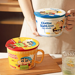 モダンな主婦のクレヨンの小さい新しい日本式のカップラーメンの碗は蓋の漫画の碗のスープの碗の大きいサイズのカップラーメンの碗の卸売りを持っています。