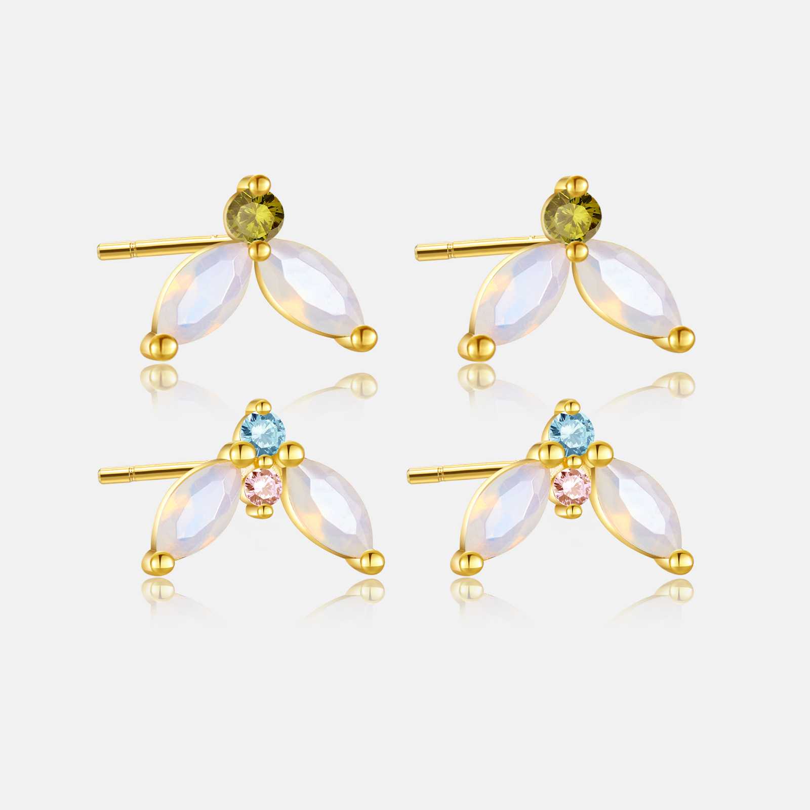 s925 pure silver needle Korean style French temperament opal earrings high-end earring petal versatile earrings for women wholesale
