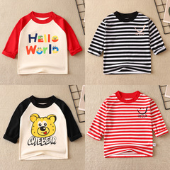 New children's T-shirts, autumn and winter bottoming shirts, boys' long-sleeved small and medium-sized children's clothing, Korean style loose girls' pullovers, autumn clothes